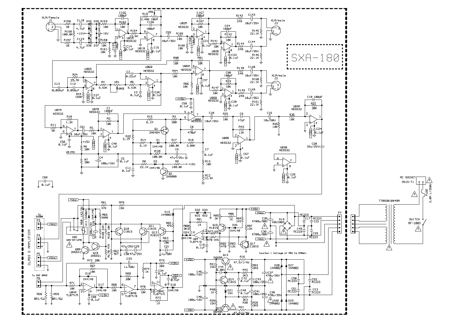 Electro-Voice SXA180 Schematic