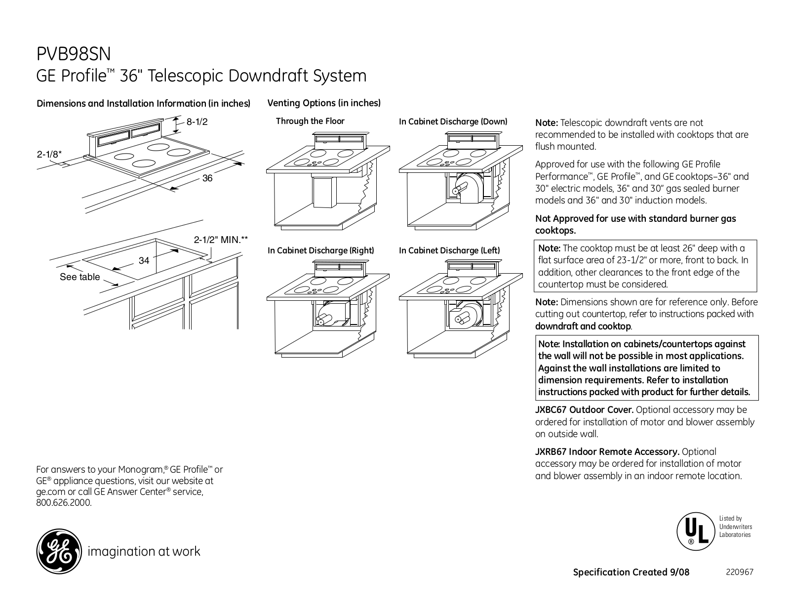 GE PVB98SNSS, PVB98SN User Manual