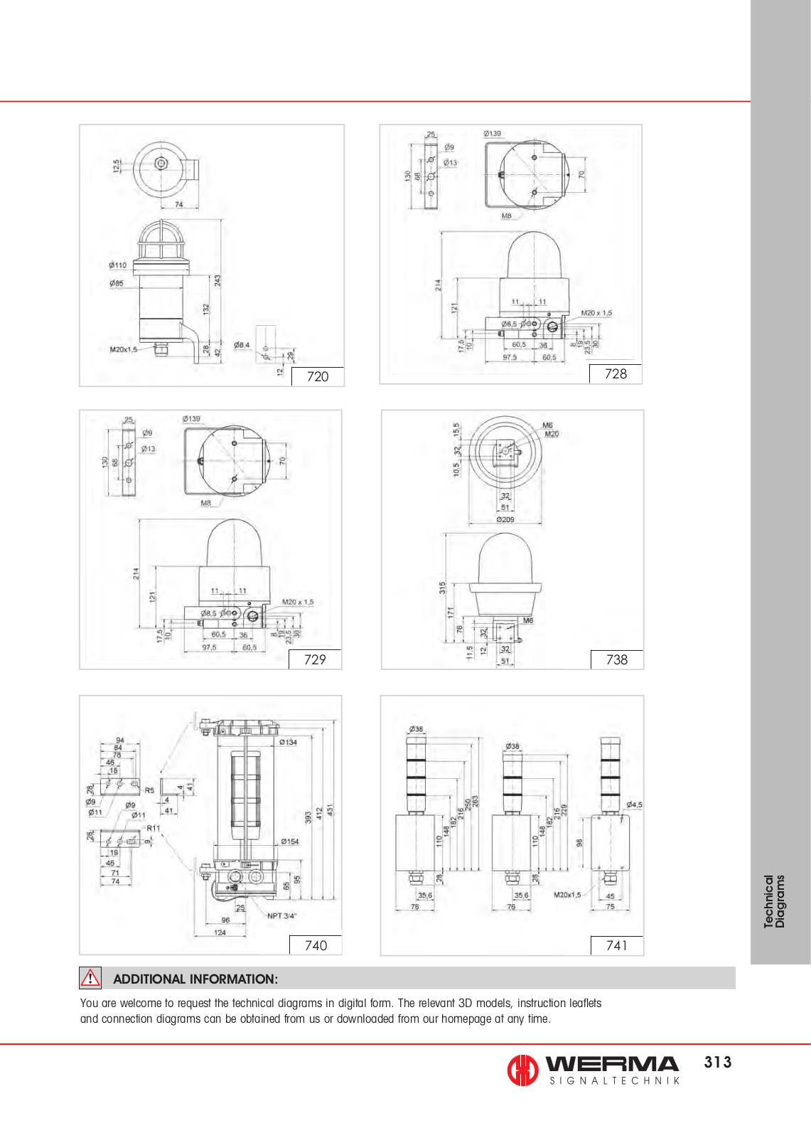 Werma 720, 728, 729, 738, 740 Technical Diagrams