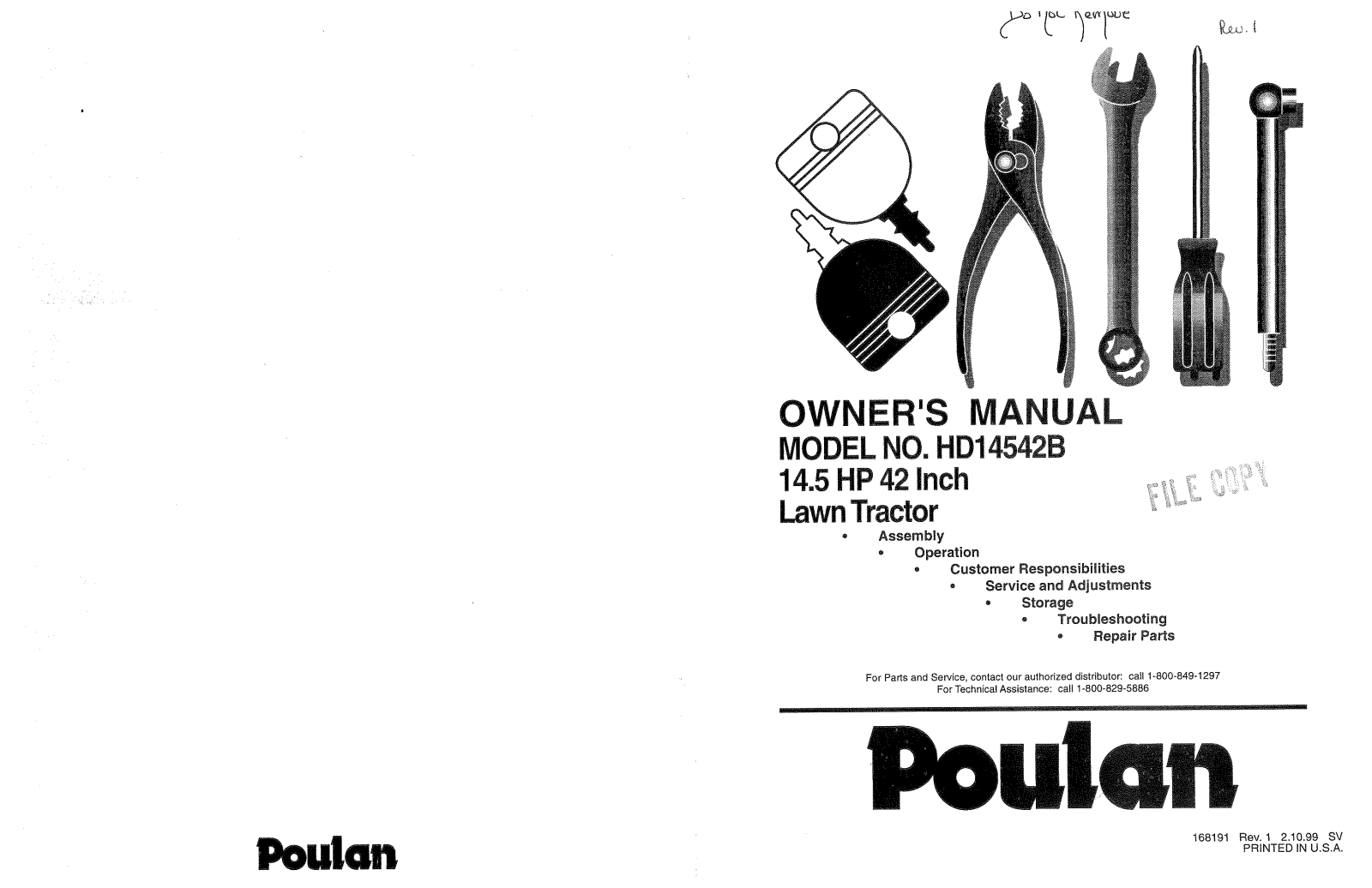 Poulan 168191, HD14542B User Manual