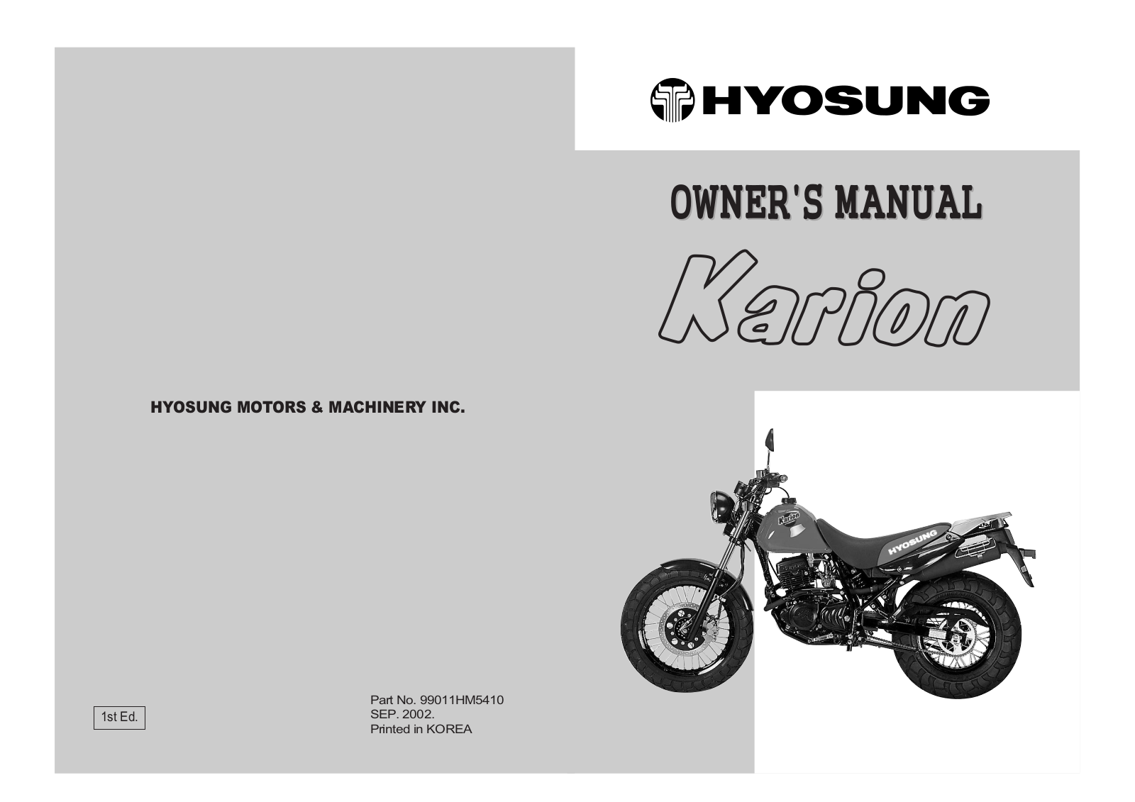 Hyosung Karion 2002 Owner's manual