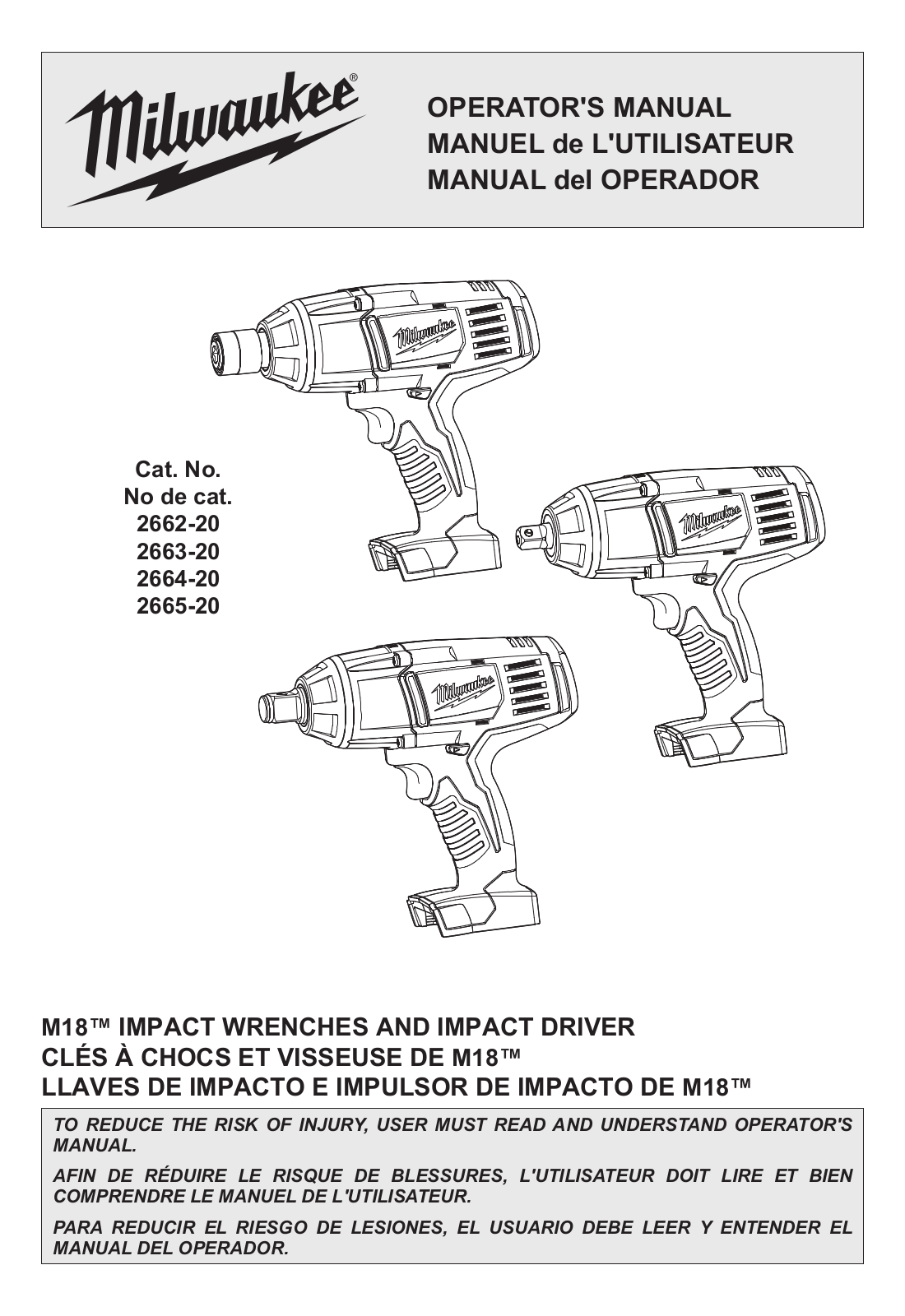 Milwaukee 2663-20, 2665-20, 2664-20 User Manual