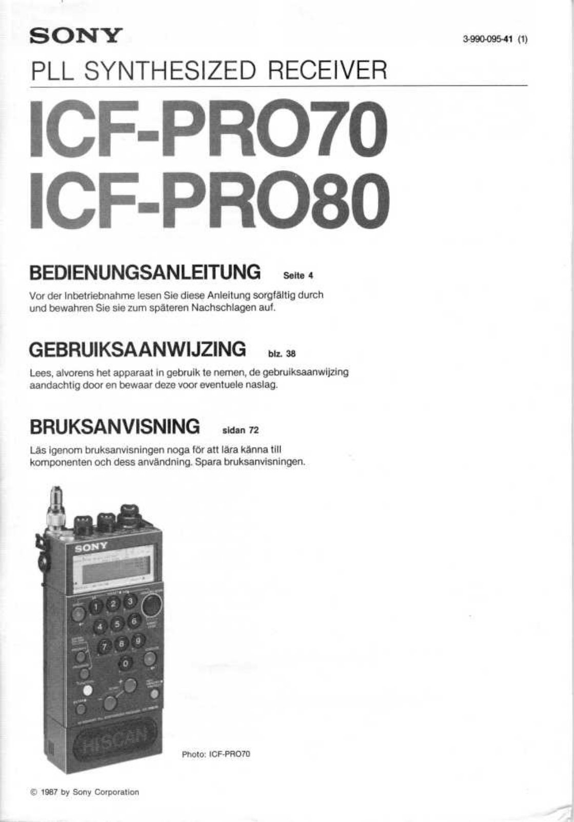 Sony ICF-PRO70, ICF-PRO80 User Manual