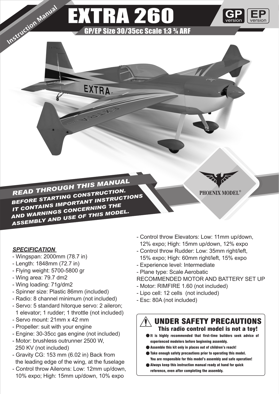 Phoenix Model Extra 260 User guide - ManualMachine.com