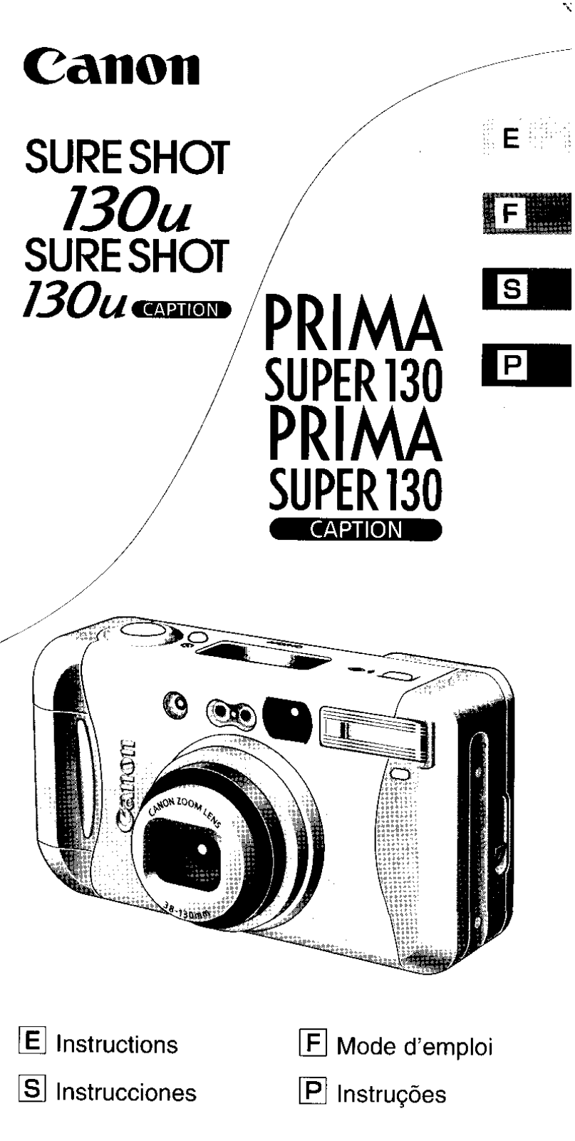 Canon Prima Super 130, Sure Shot 130u Operating Instructions