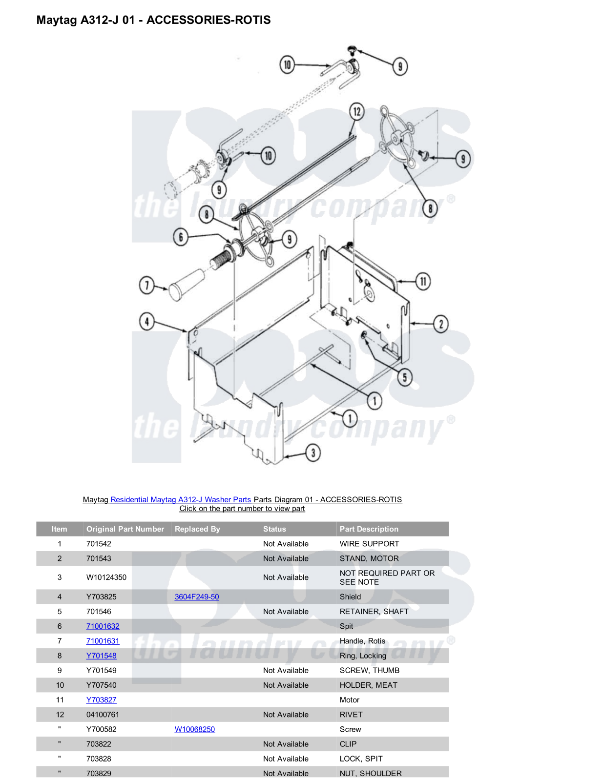 Maytag A312-J Parts Diagram