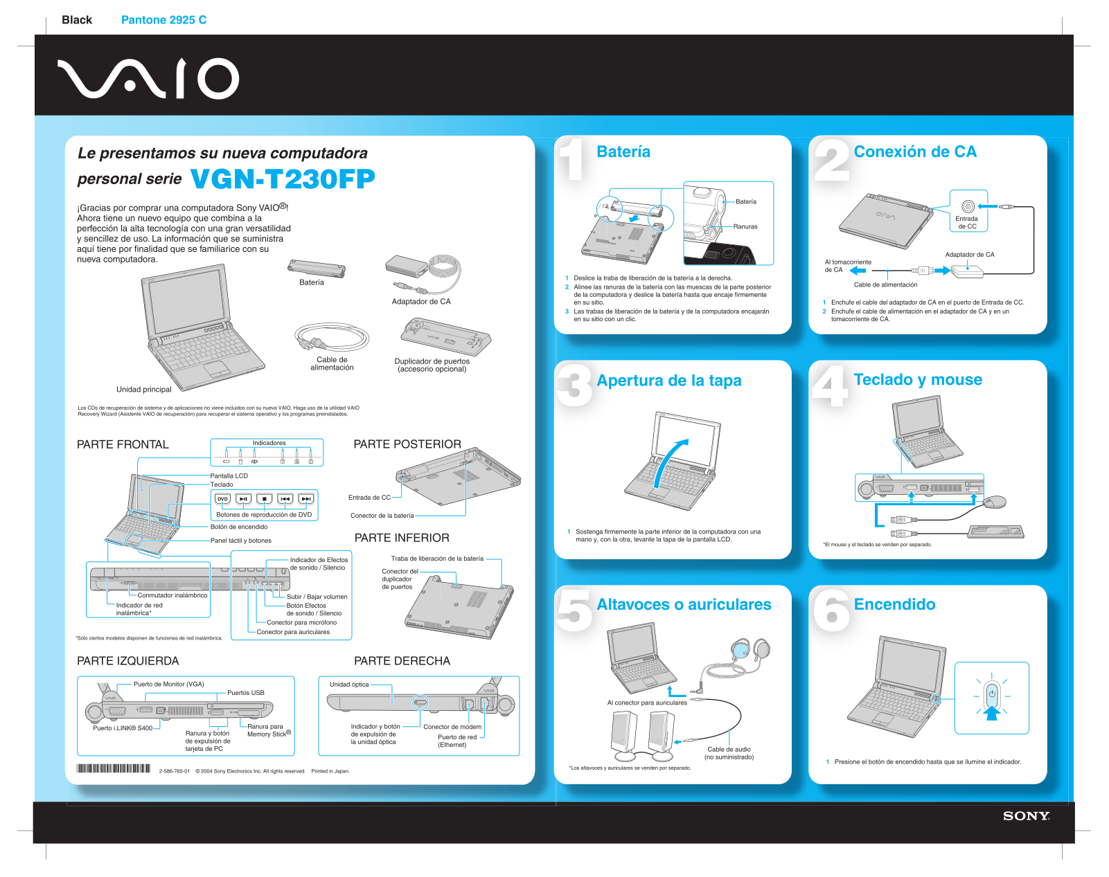 Sony VG-NT230FP Quick start guide