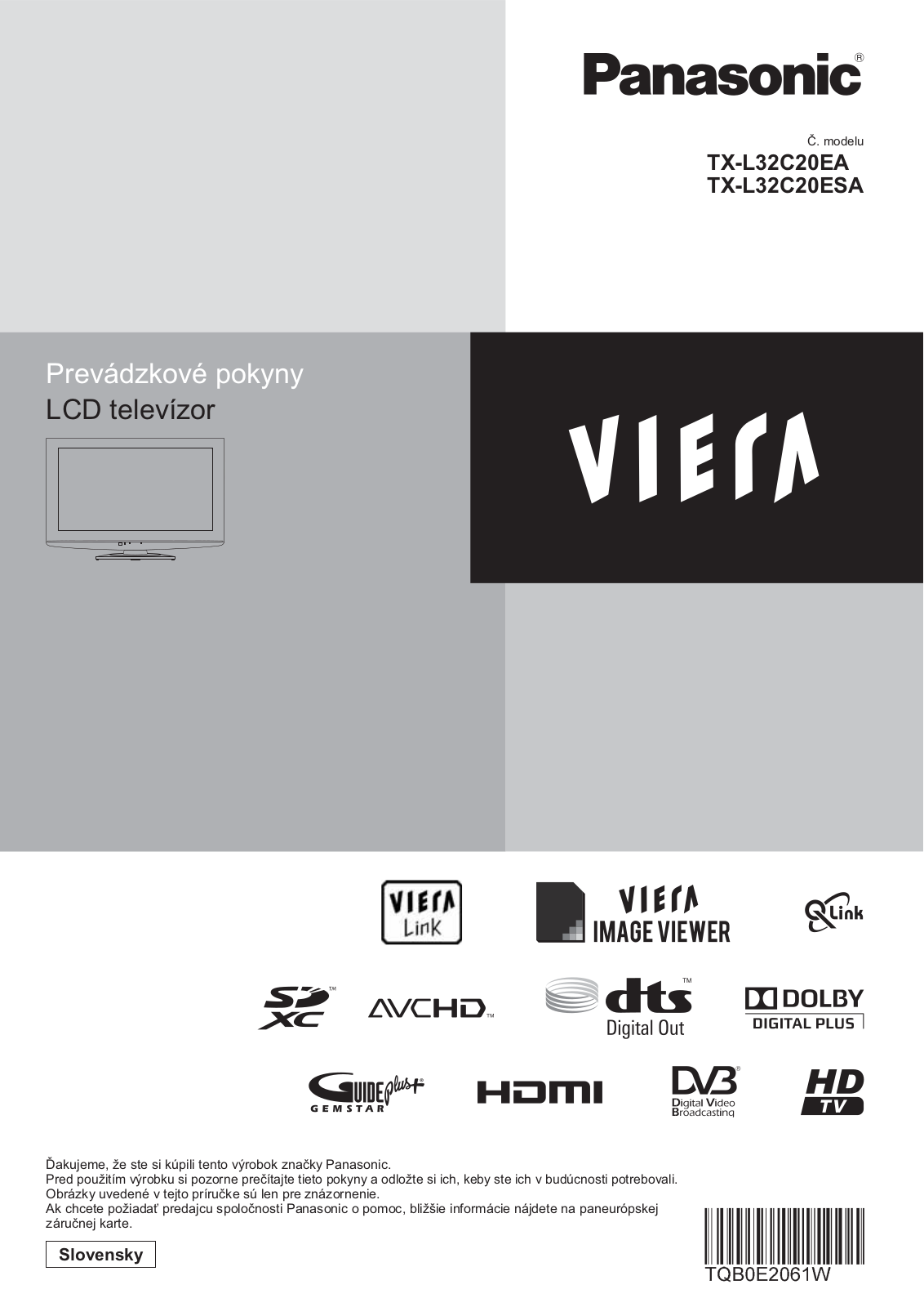 Panasonic TXL32C20ESA, TXL32C20EA User Manual