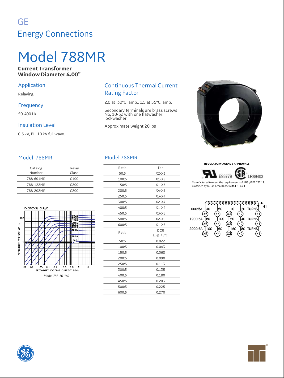 Instrument Transformer, Div of GE 788MR Data Sheet - ManualMachine.com