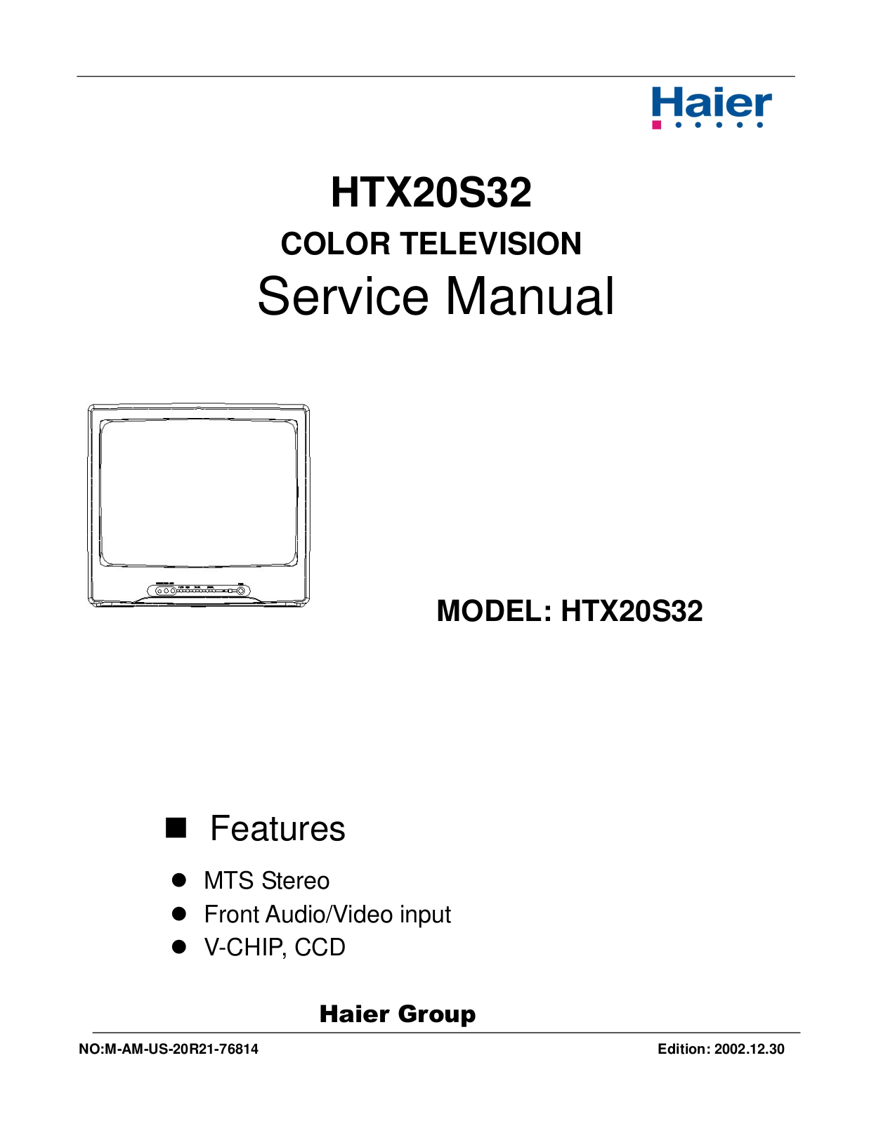 Haier HTX20S32 Service Manual