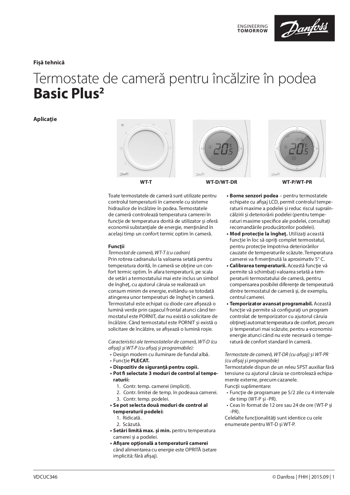 Danfoss WT-T, WT-D, WT-DR, WT-P, WT-PR Data sheet