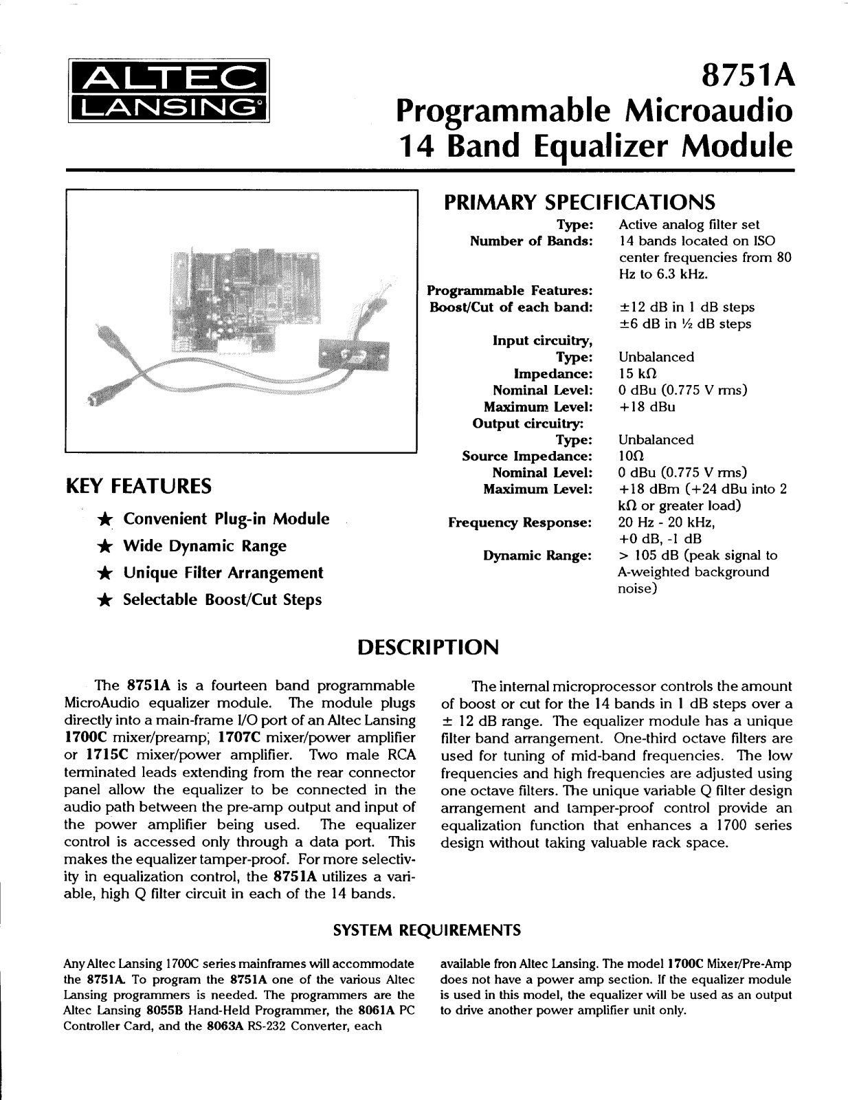 Altec lansing 8751A User Manual