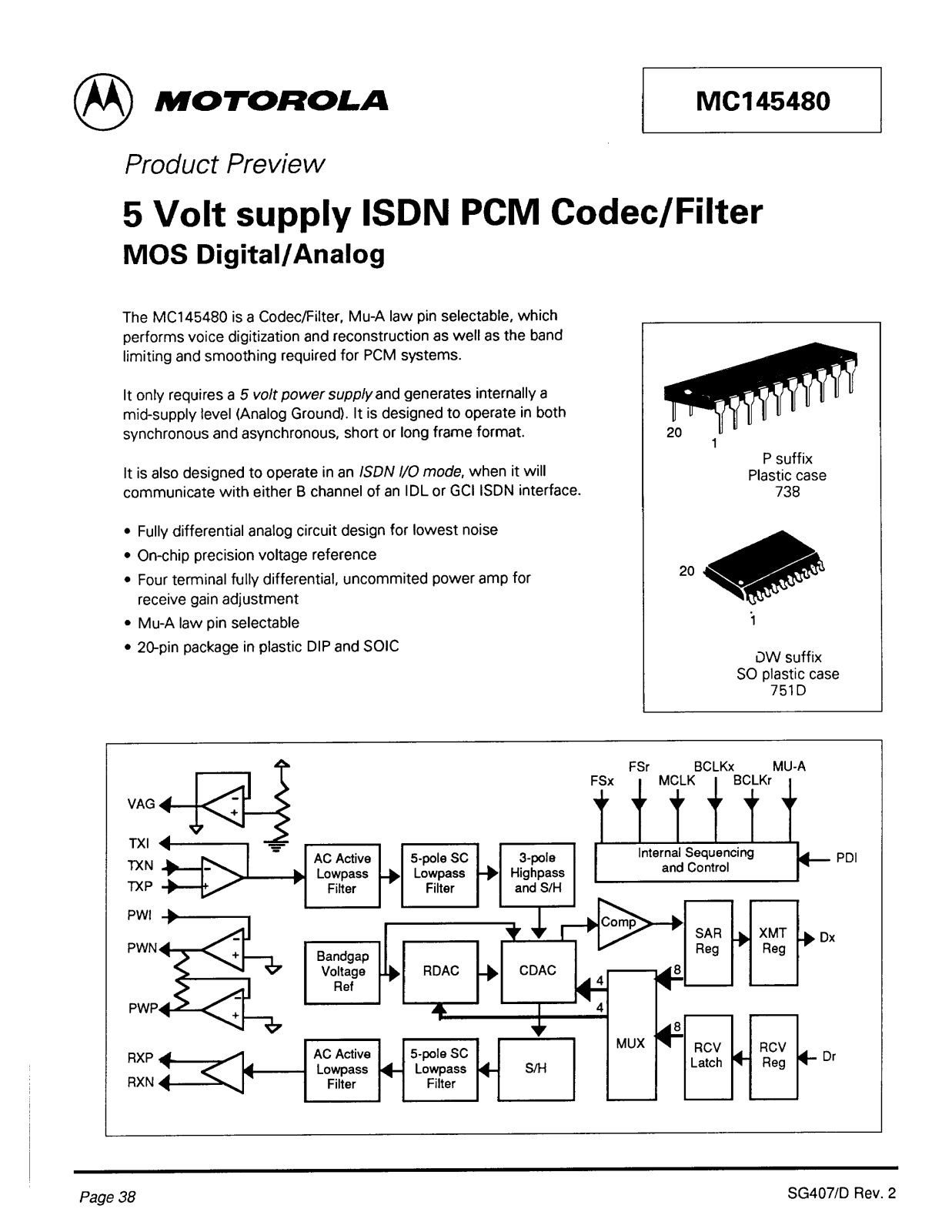 Motorola MC145480DW Datasheet