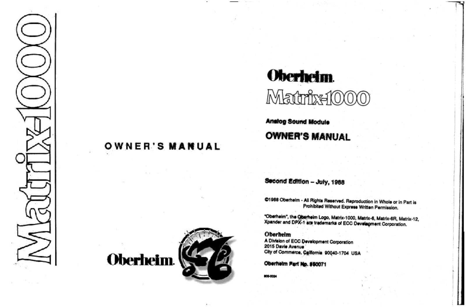 Oberheim MATRIX-1000 User Manual