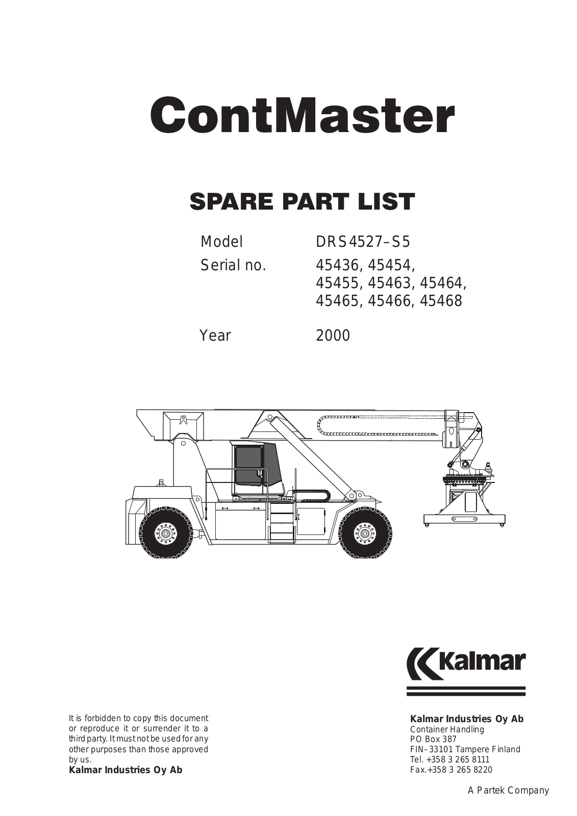 Kalmar DRS4527–S5 Parts List