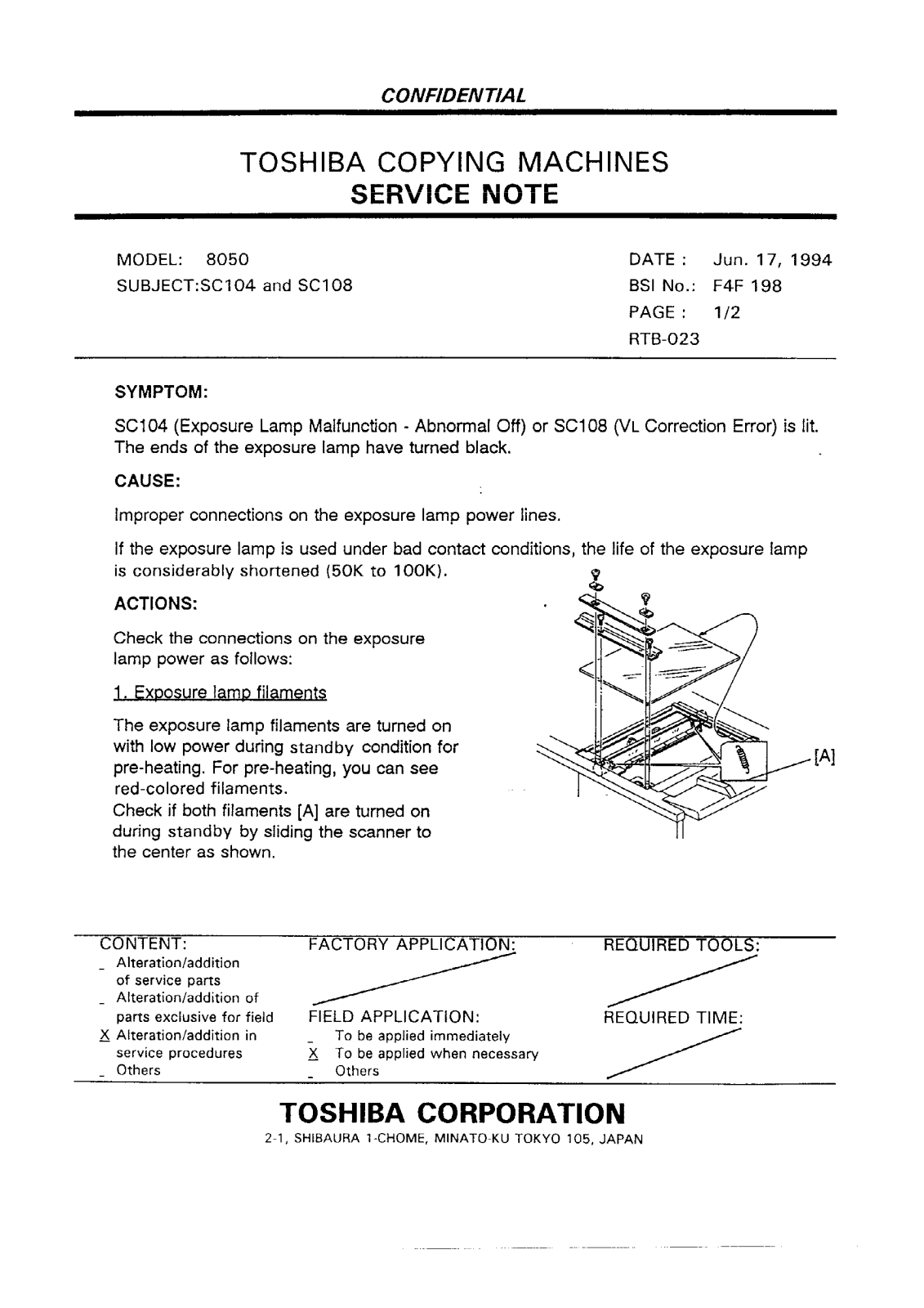 Toshiba f4f198 Service Note