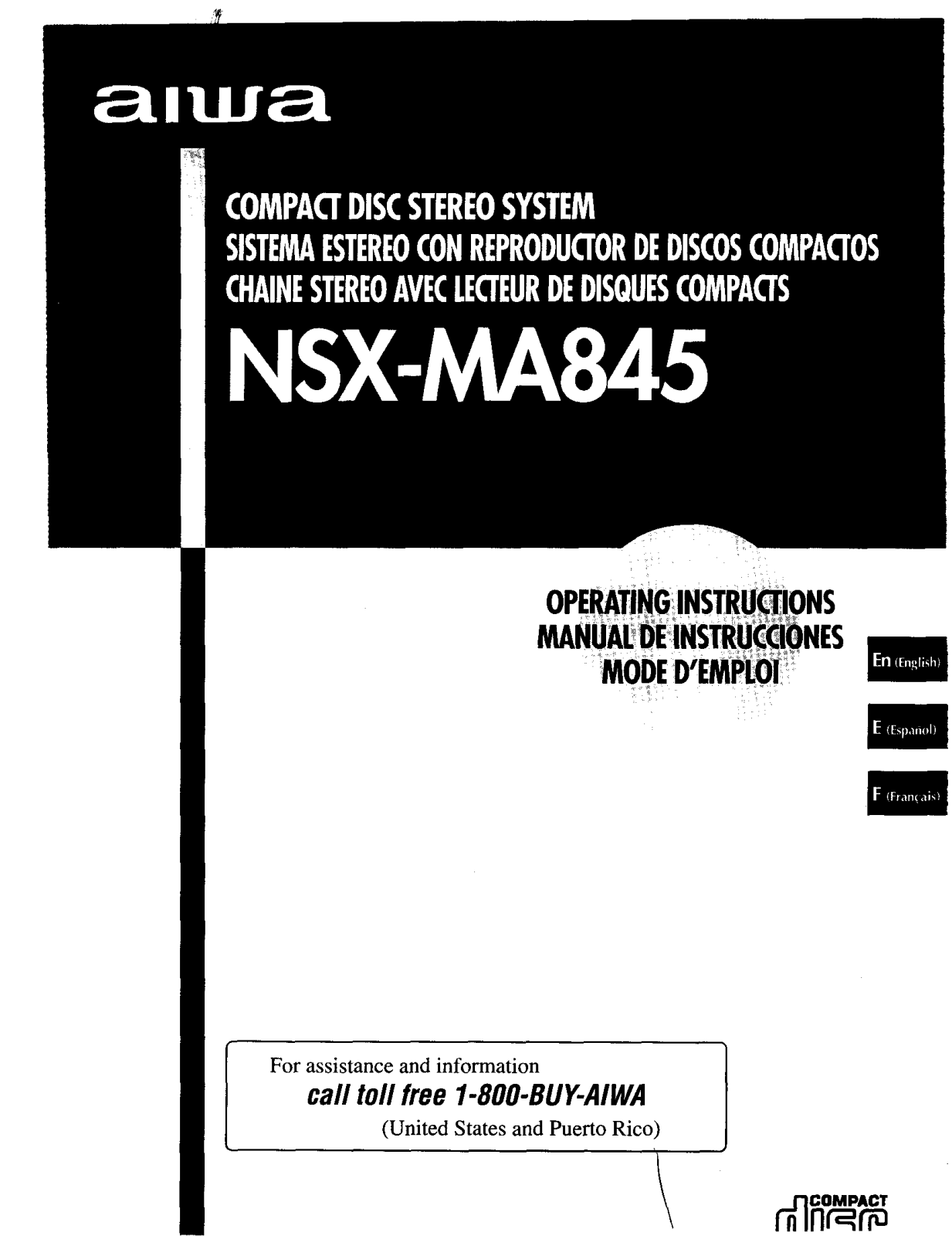 Aiwa NSX-MA845 Owner’s Manual
