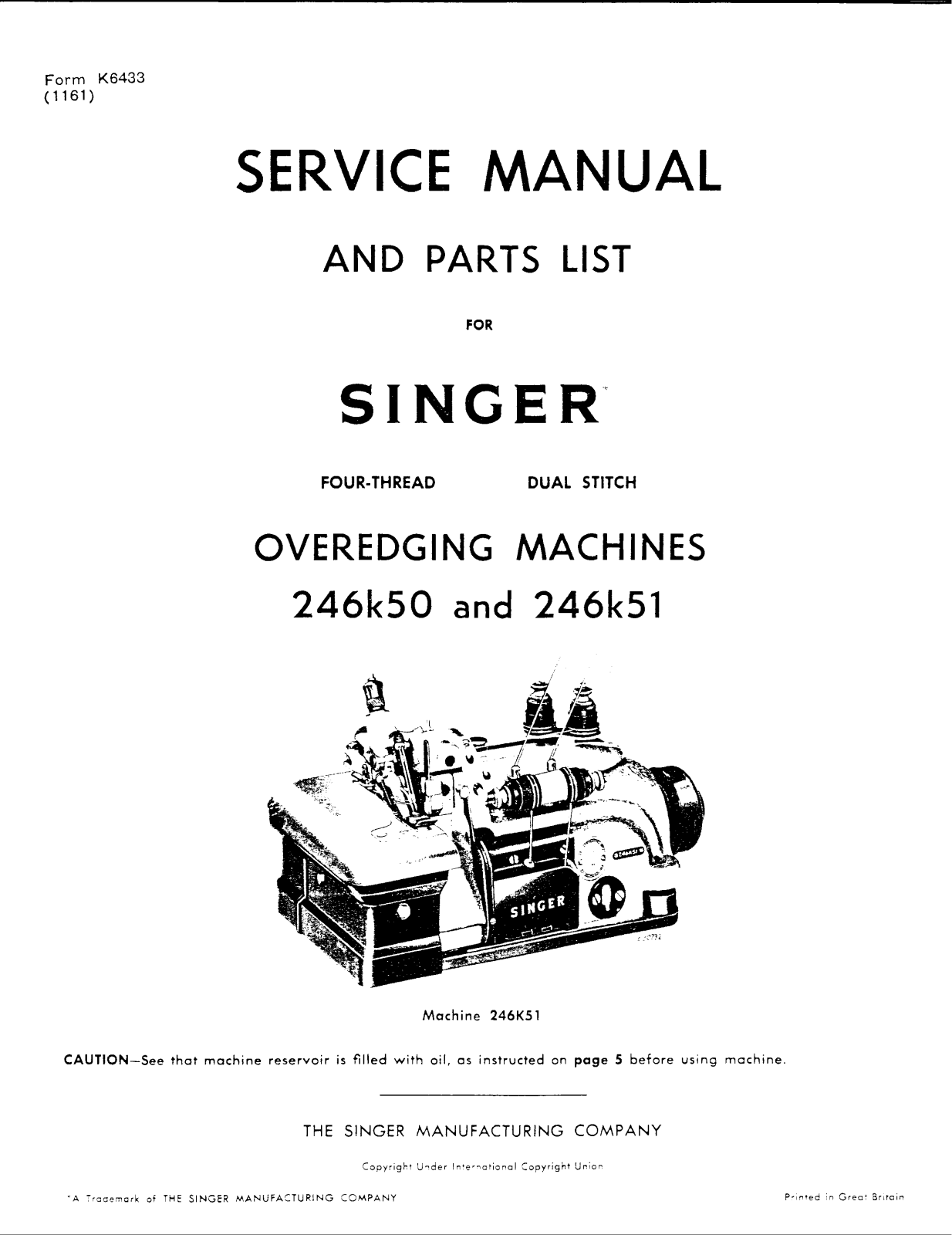 Singer 246K50, 246K51 User Manual