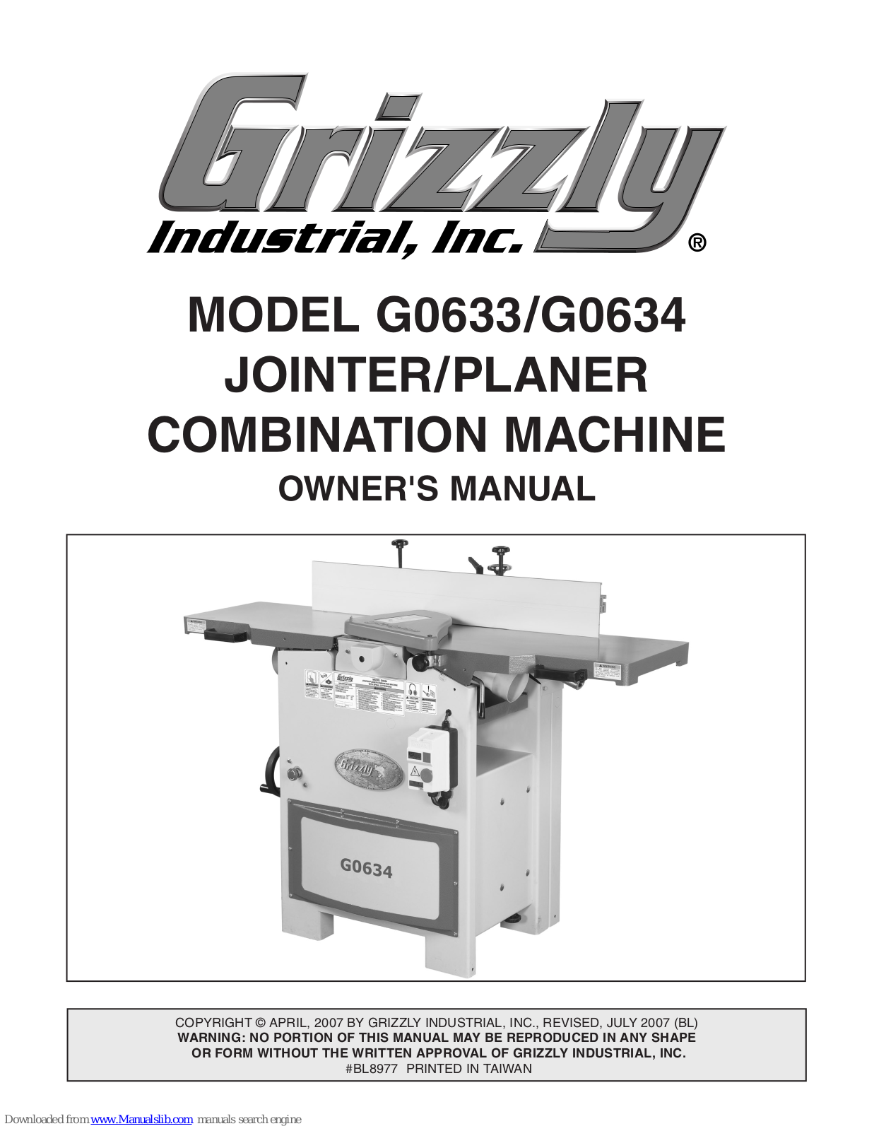 Grizzly G0633/G0634, G0633, G0634 Owner's Manual