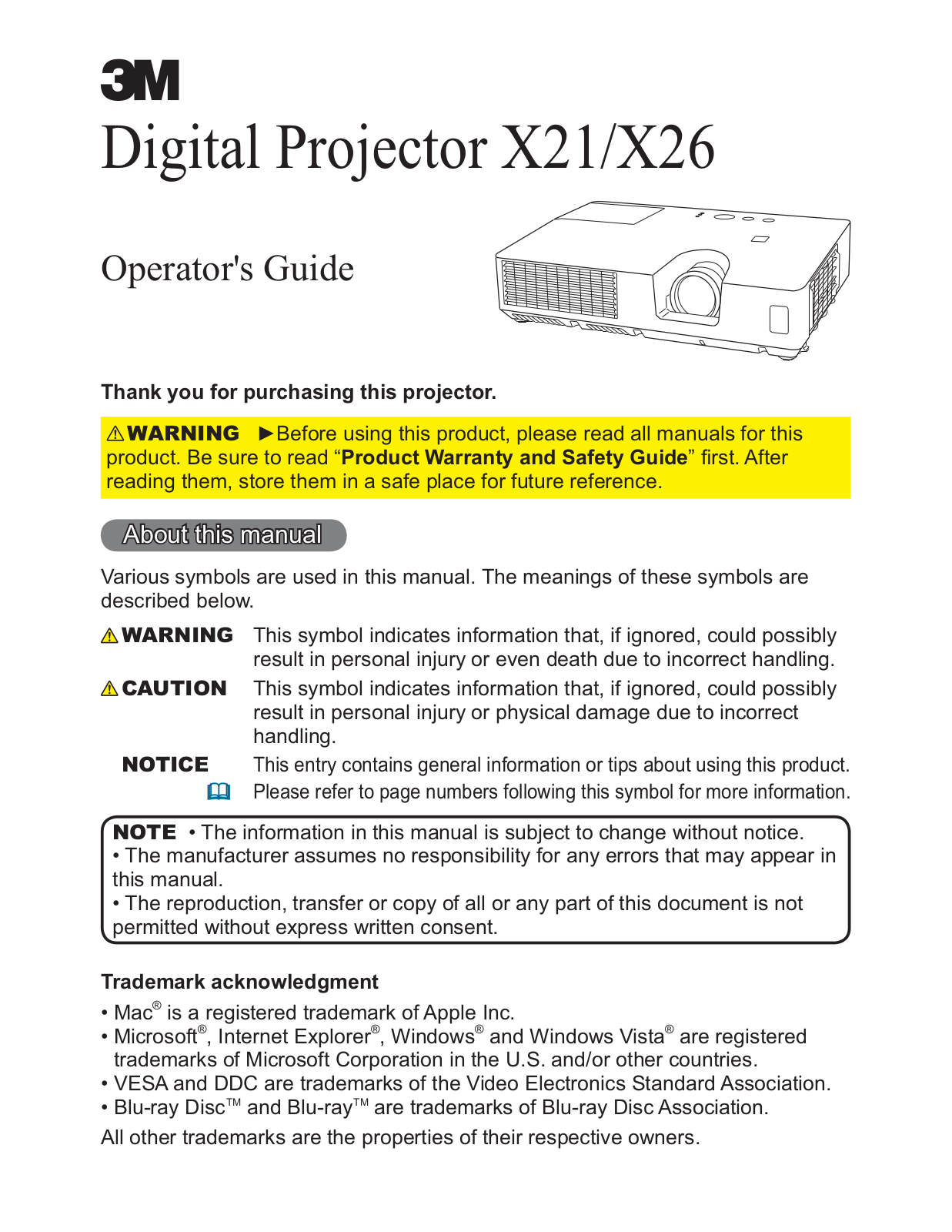 3M X21, X26 User Manual