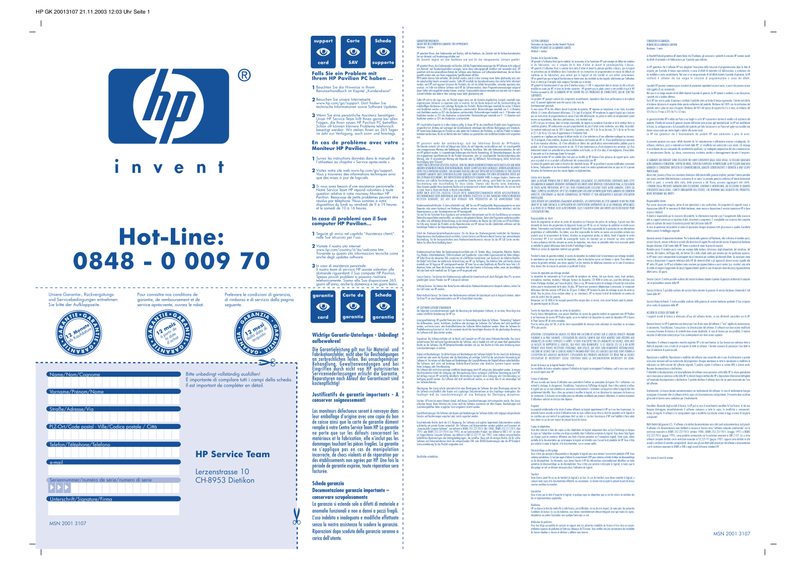 HP PAVILION K400 User Manual