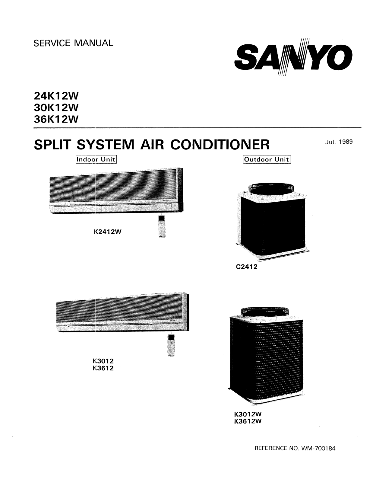 Sanyo 24K12W, 36K12W, 30K12W User Manual