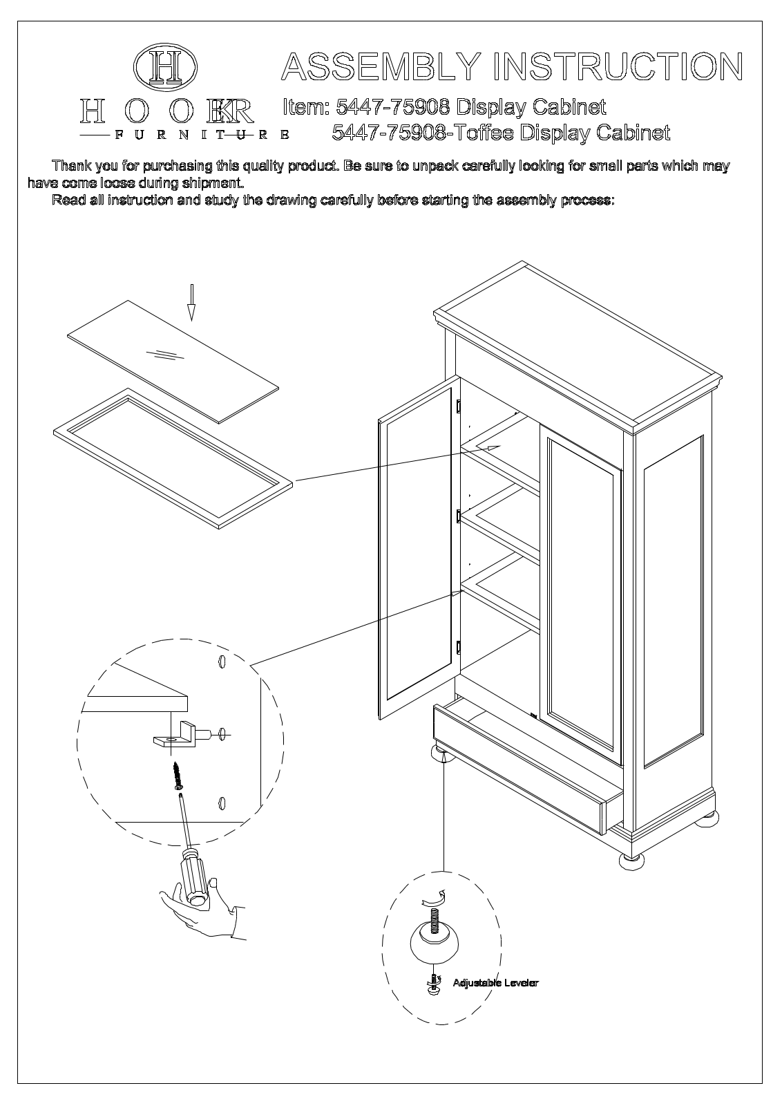 Hooker Furniture 544775908 Assembly Guide