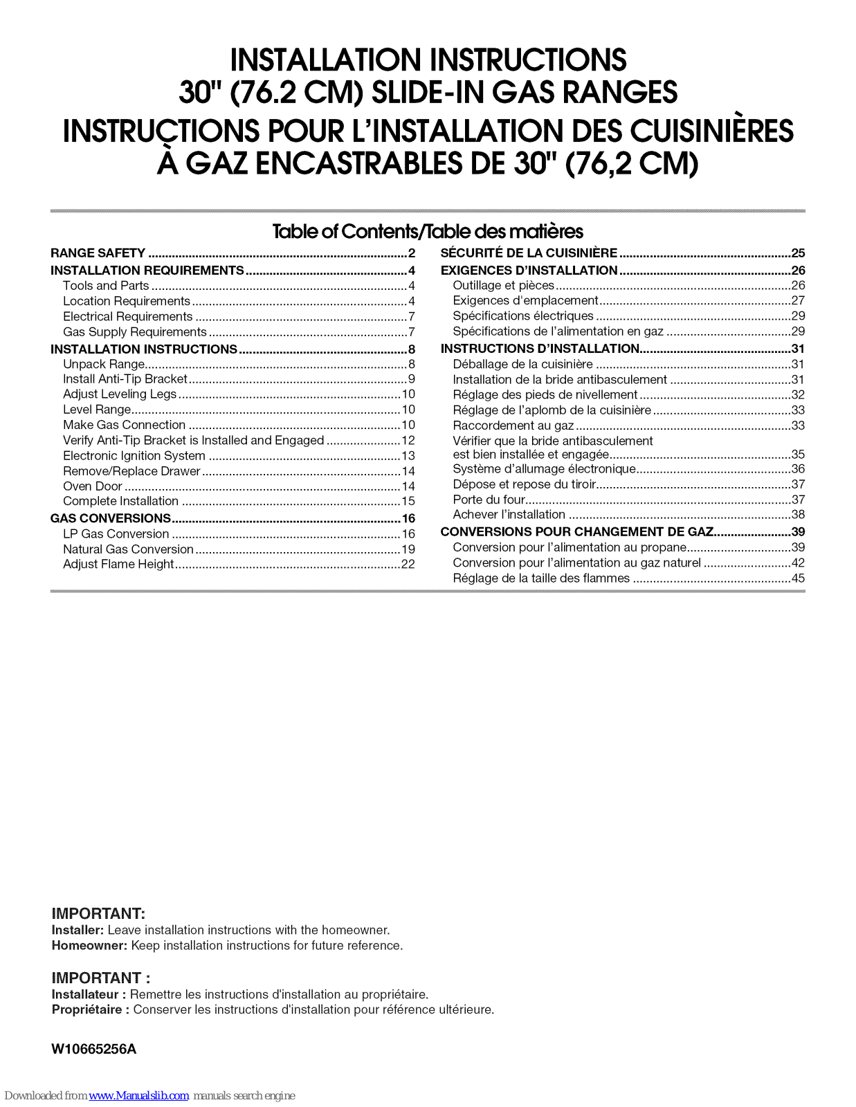 KitchenAid KSGG700E, WEG730HOD, WEG760HOD, JGS1450D, KSGB900E Installation Instructions Manual - ManualMachine.com