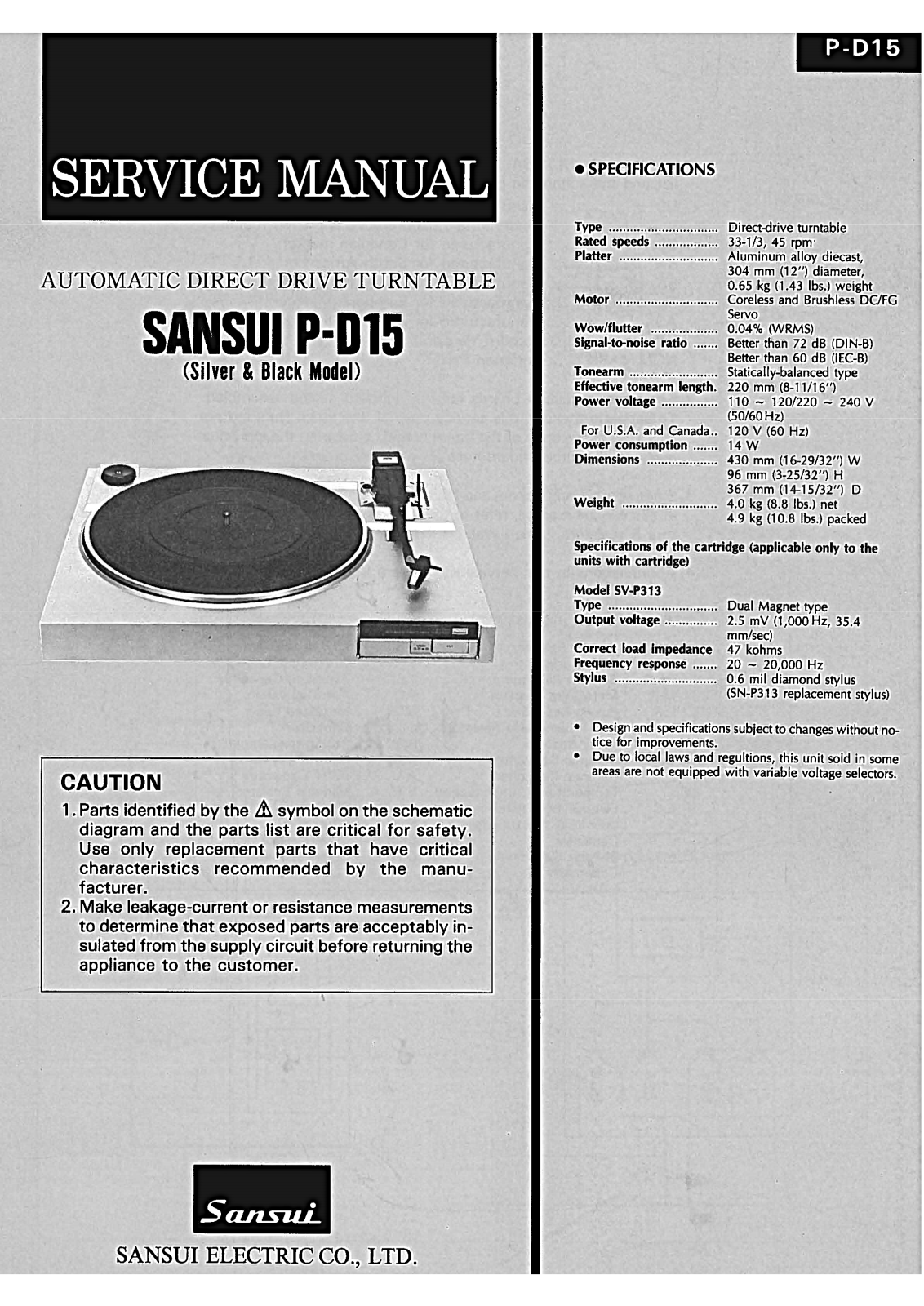 Sansui P-D15 Service Manual