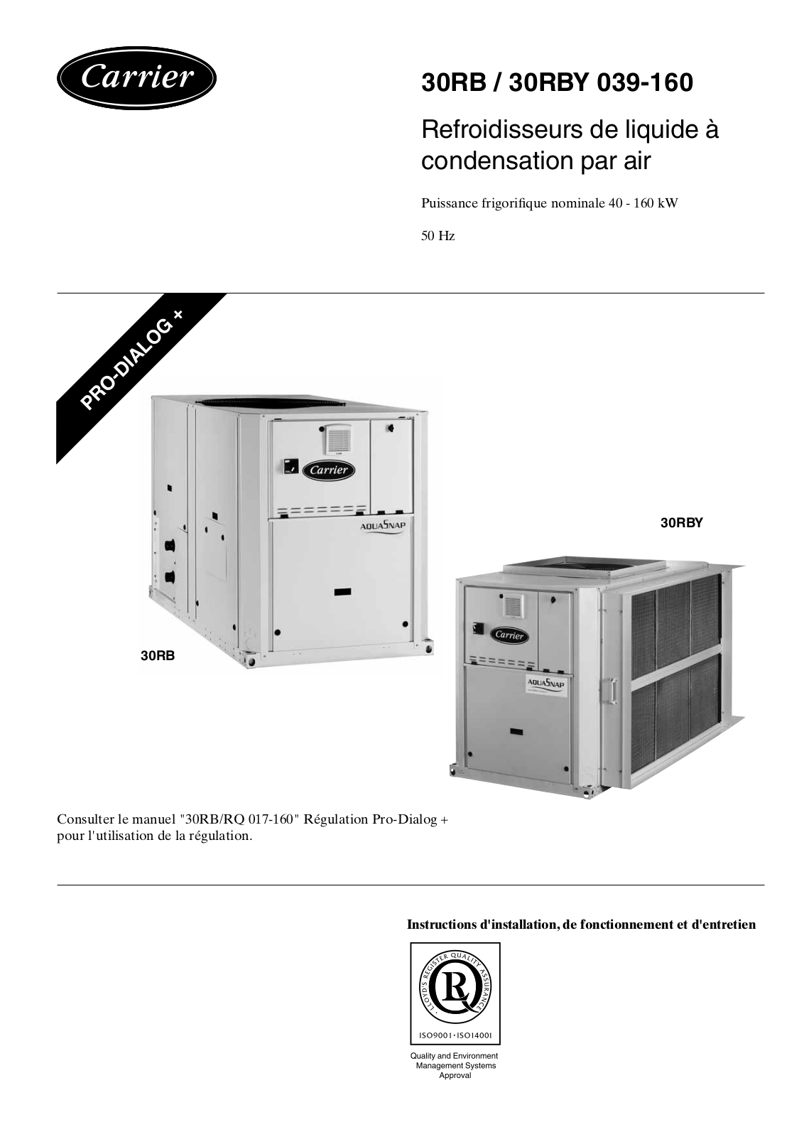 CARRIER 30 RBSY 039-160, 30 RBS 039-160 User Manual