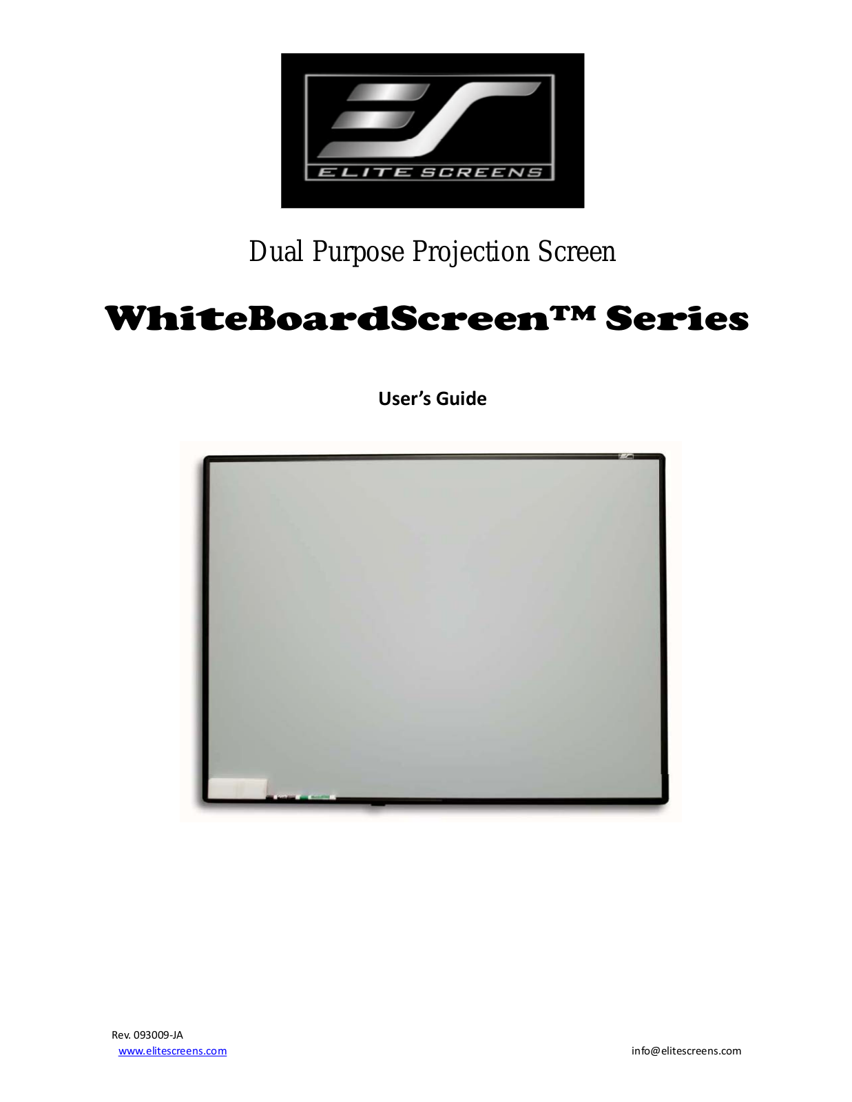 Elite Screens WhiteBoardScreen User Manual