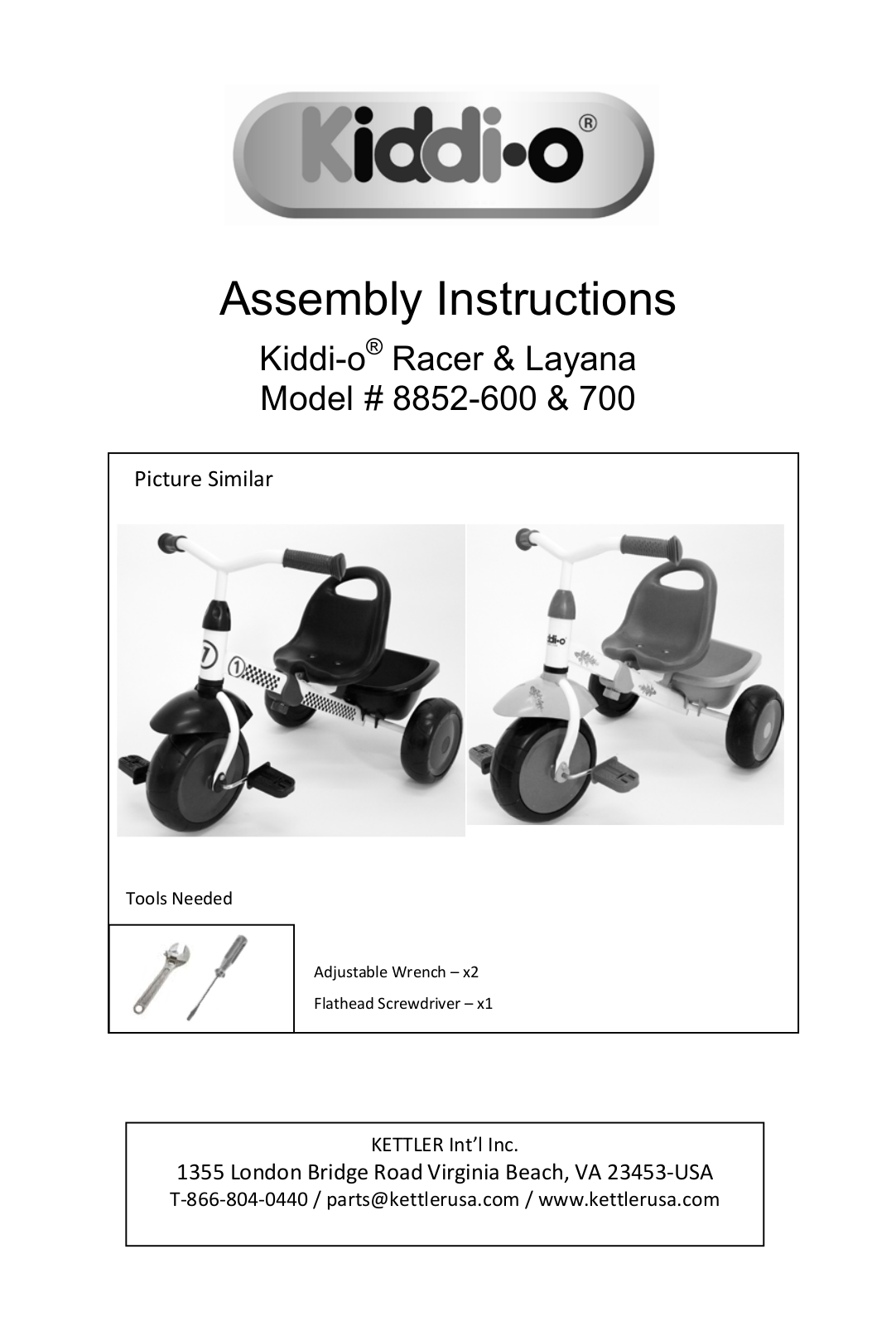 Kettler 8852-600, 8852-700 User Manual