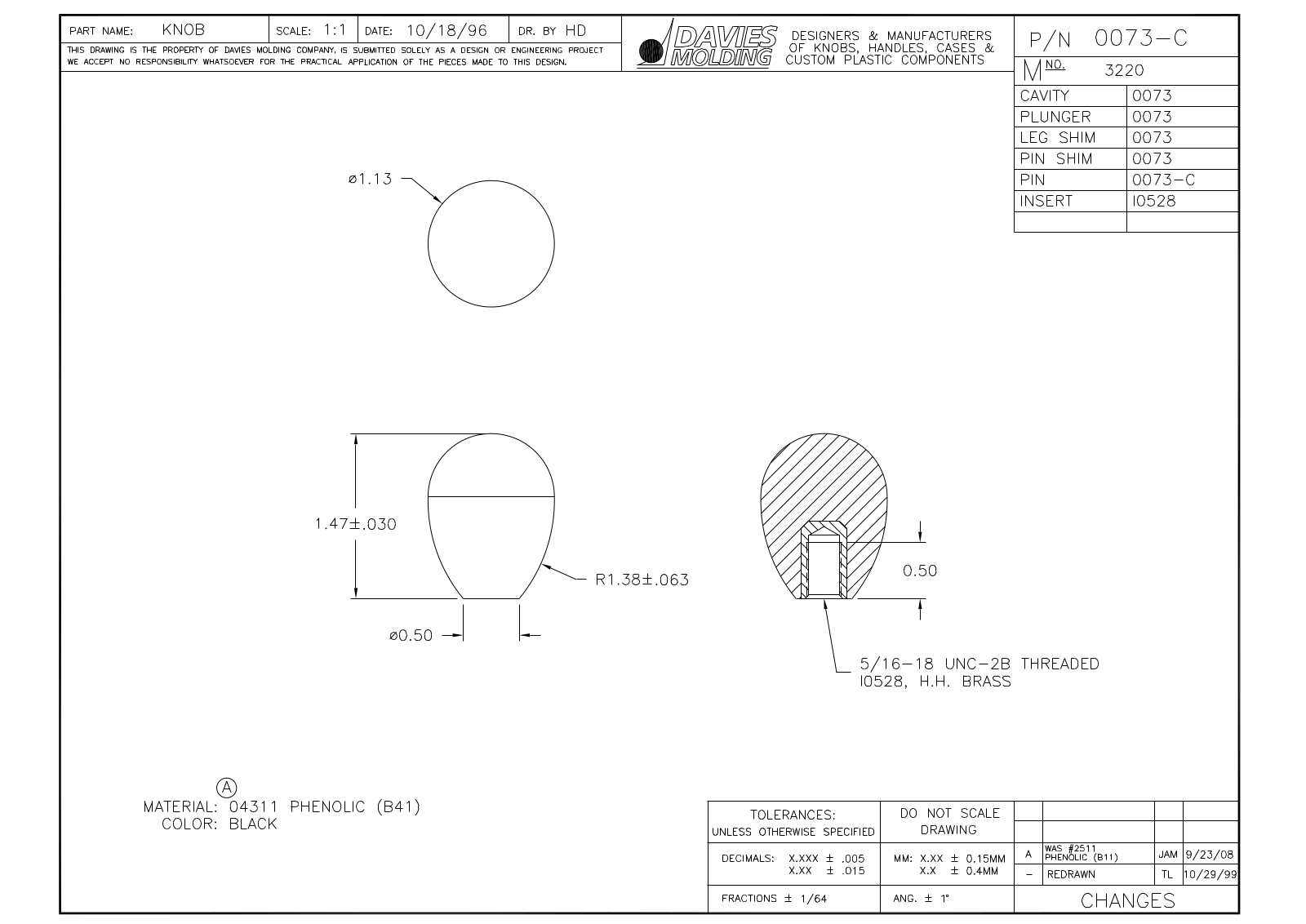 Davies Molding 0073-C Reference Drawing