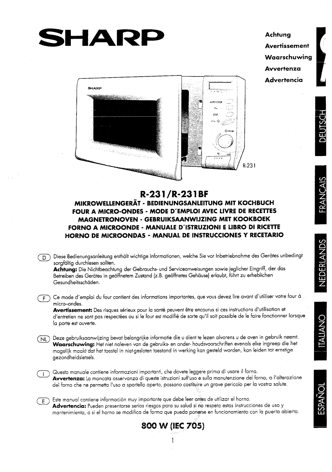 Sharp R-231, R-231BF User Manual