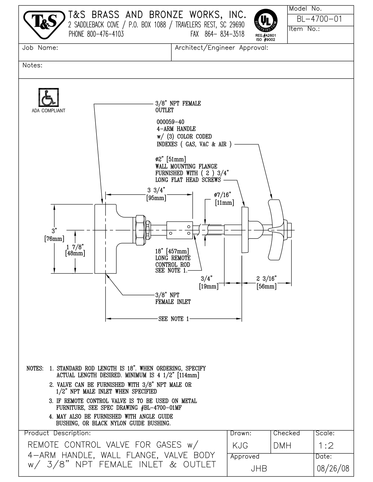 T&S Brass BL-4700-01 User Manual