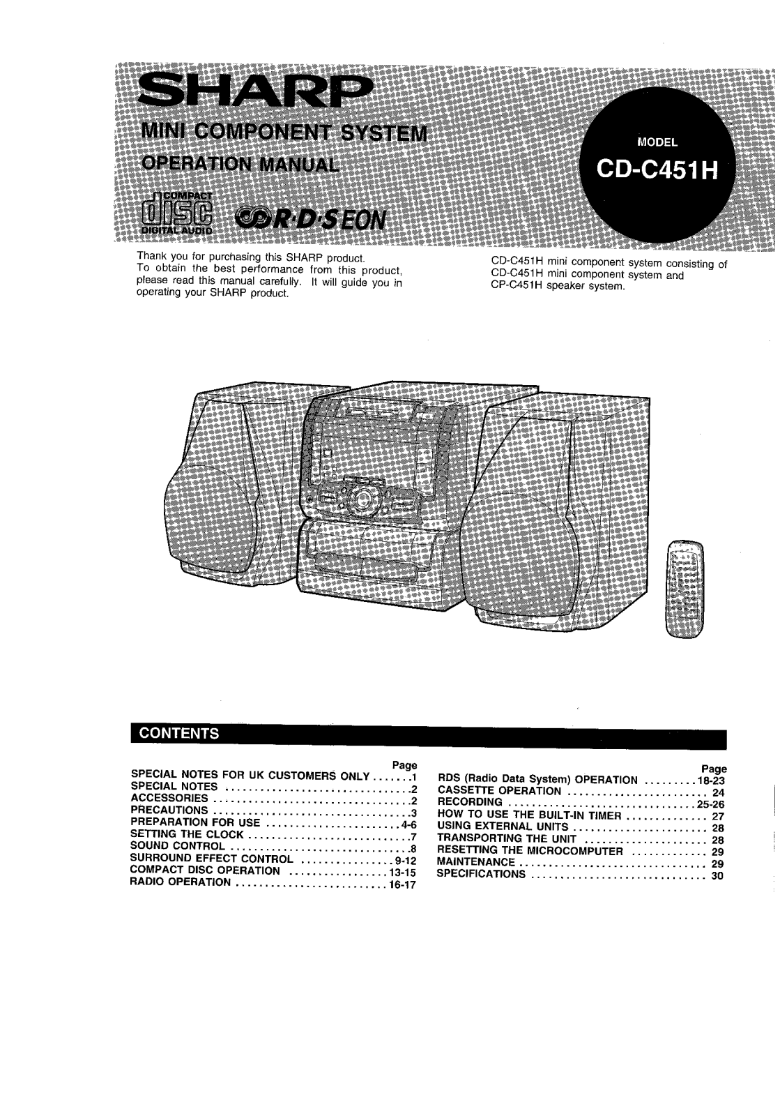 Sharp CDC451H User Manual