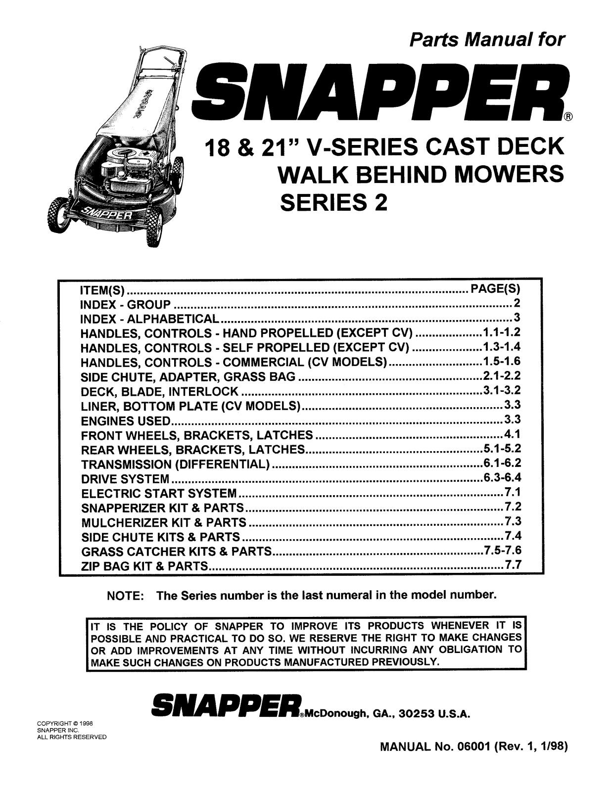 Snapper V-Series User Manual