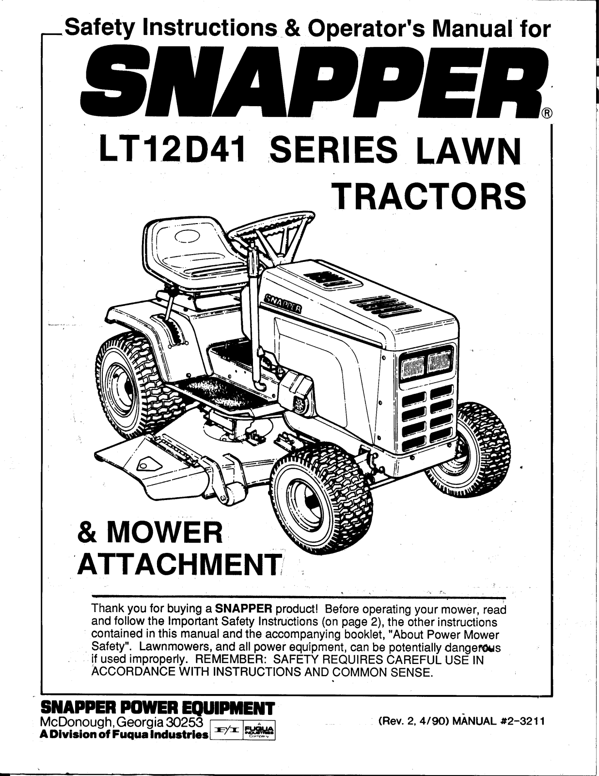 Snapper LT12D41 User Manual