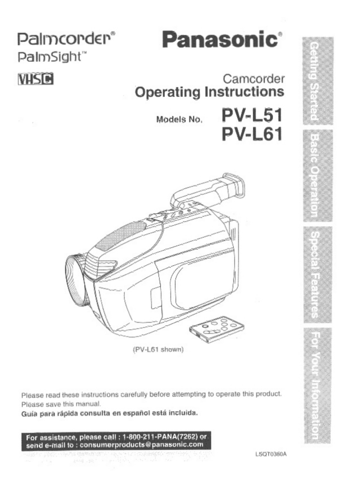 Panasonic PV-L61, PV-L51 User Manual