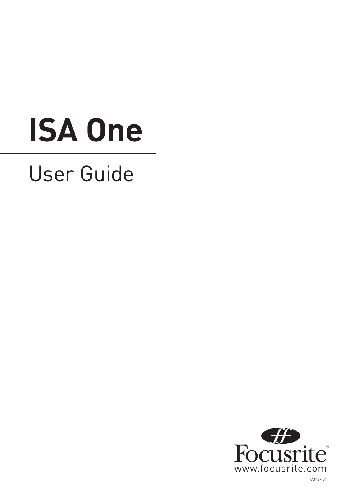 Focusrite ISA-ONE User manual