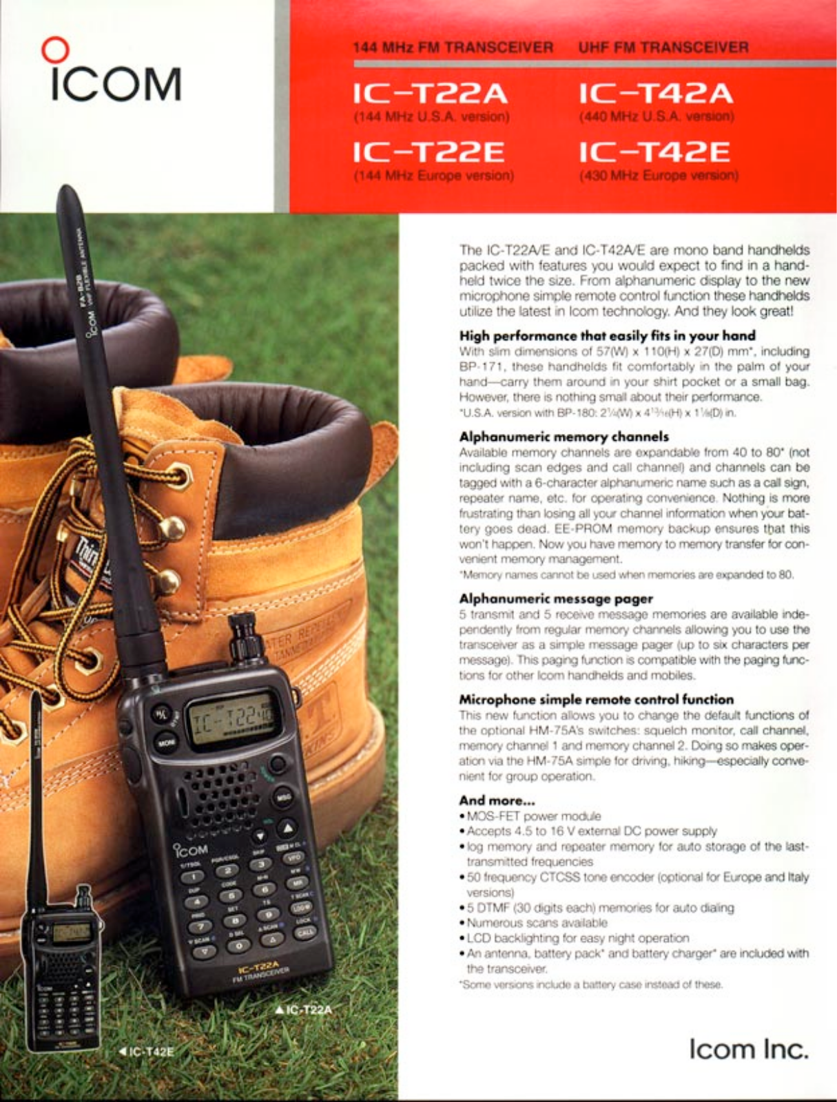 Icom IC-T22A, IC-T22E, IC-T42E, IC-T42A User Manual