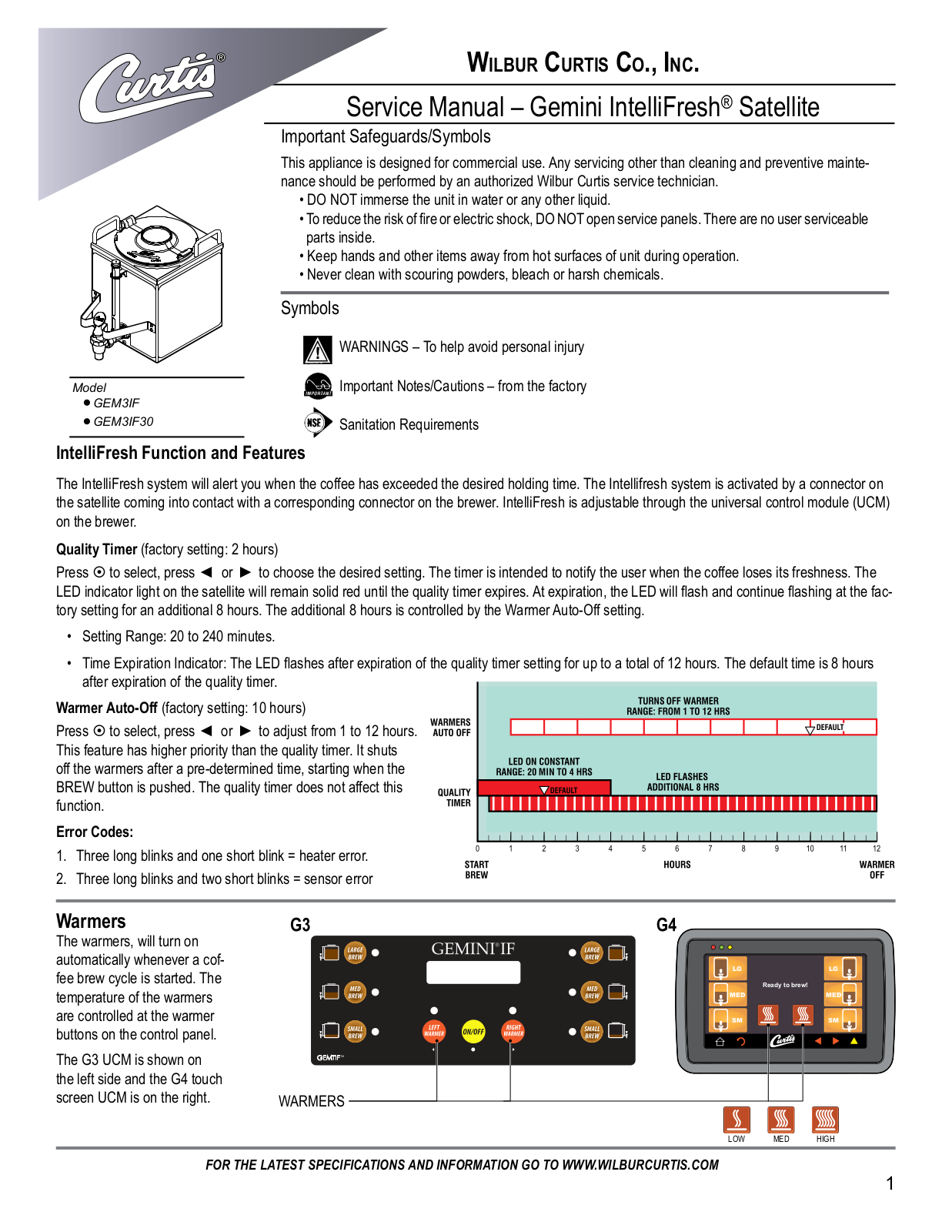 Wilbur Curtis GEM3IF Service Manual