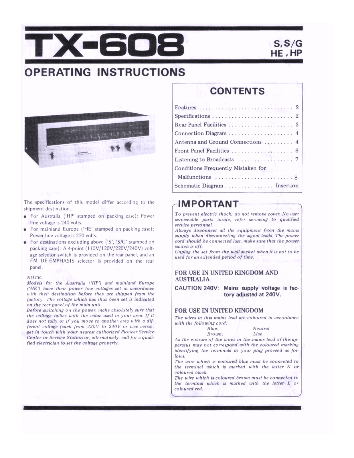 Pioneer TX-608 Owners manual
