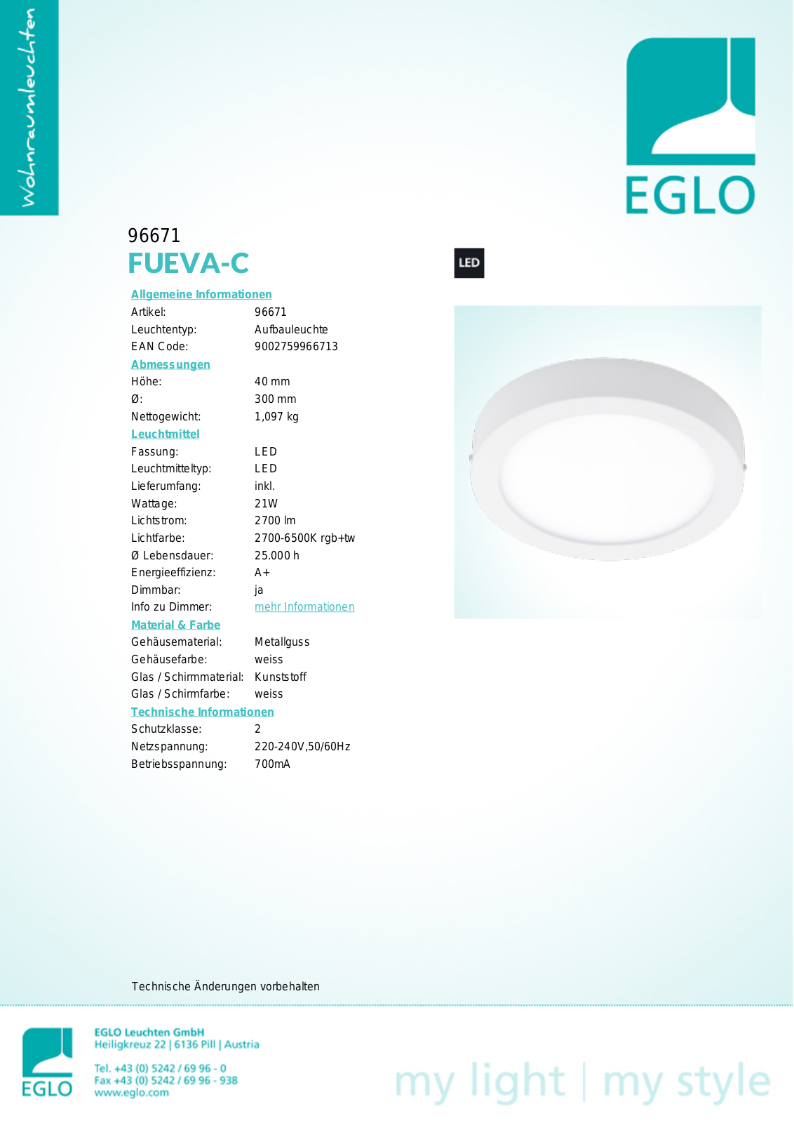 Eglo 96671 Service Manual