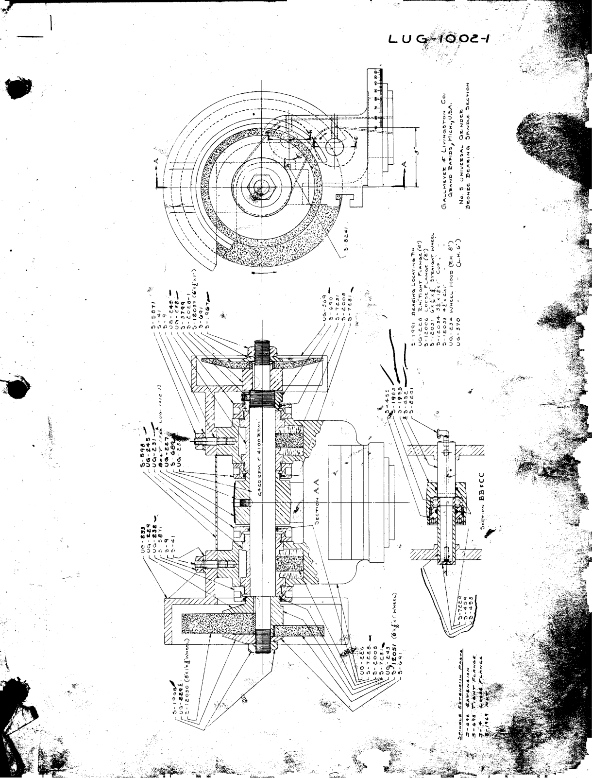 Gallmeyer and Livingston universal grinder repair parts manual