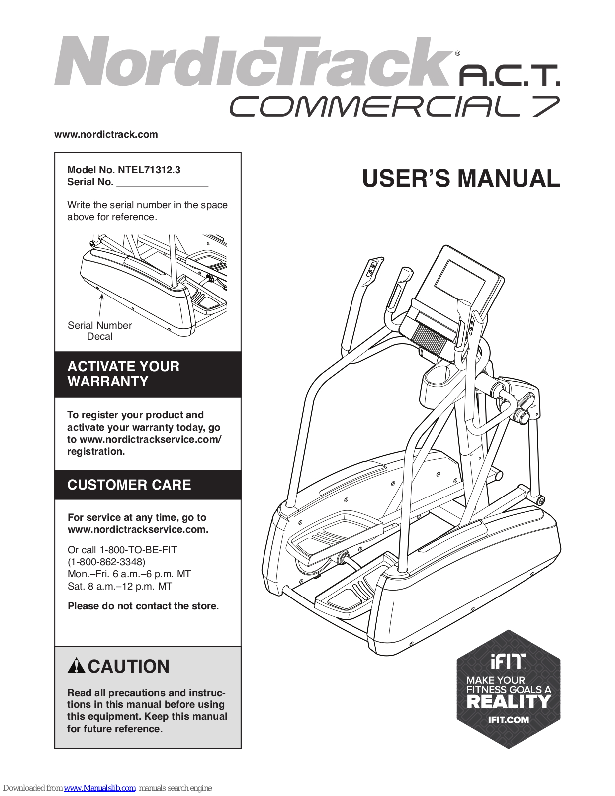 NordicTrack A.c.t. 7 Elliptical, NTEL71312.3 User Manual