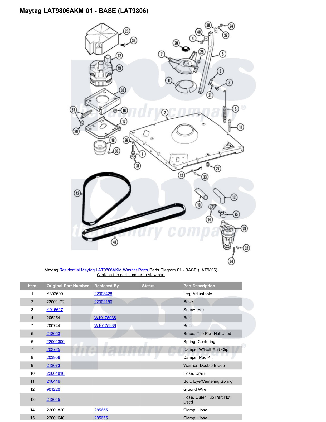 Maytag LAT9806AKM Parts Diagram