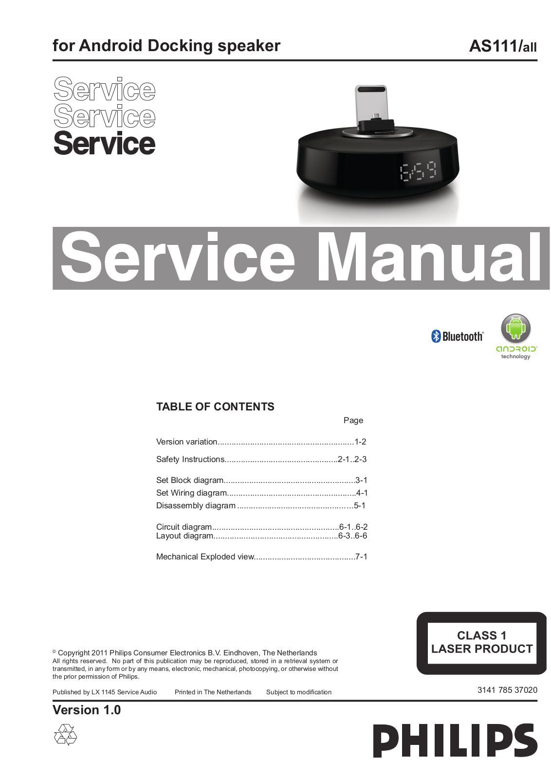 Philips AS-111 Service Manual