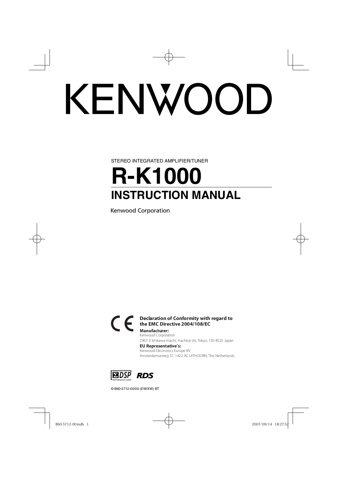 Kenwood R-K1000 User Manual