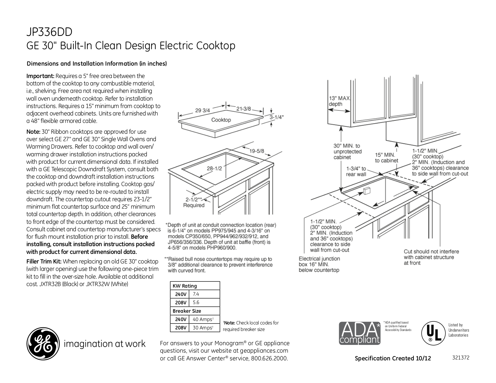 GE JP336DDBB User Manual